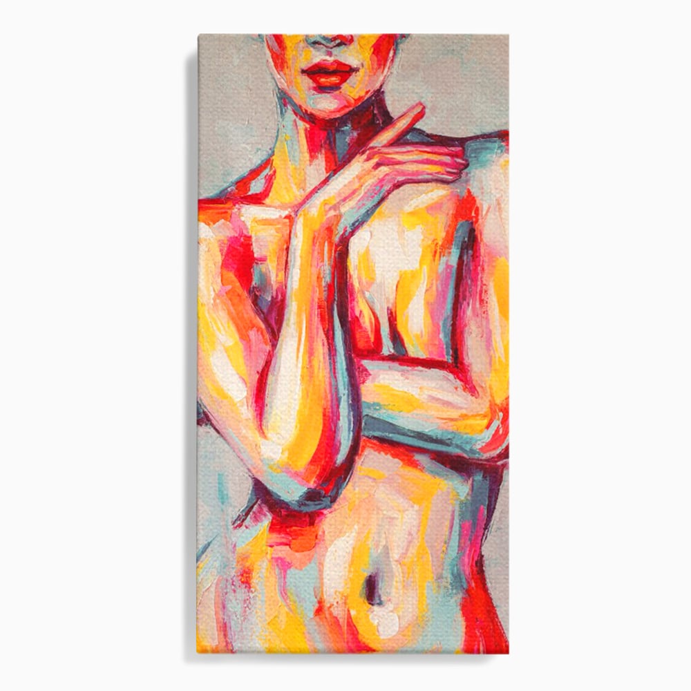 Tablou canvas cu tablou canvas cu femeie nud abstracta, fara rama, pe sasiu de lemn